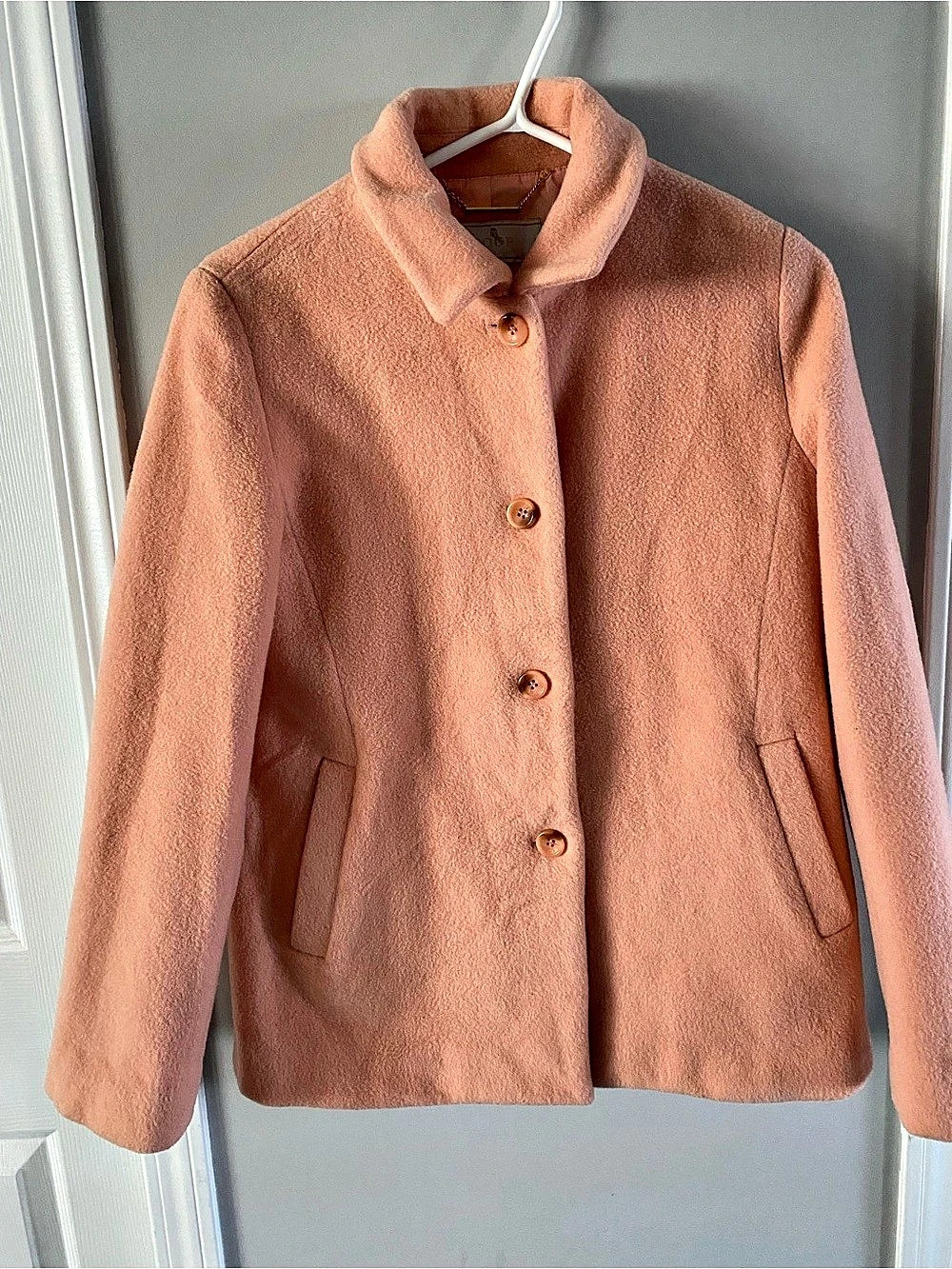 USED SOUP LIGHT ORANGE Wool Blend Button Front Jacket Size 90 Like New